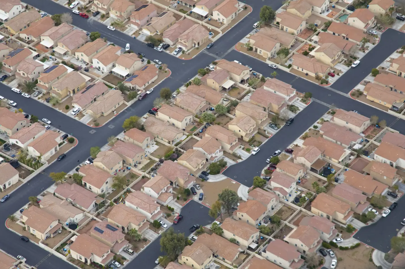 Aerial view of a Las Vegas Valley neighborhood